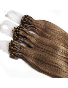 Extensiones de micro loop de pelo liso 61 cm - castaño claro