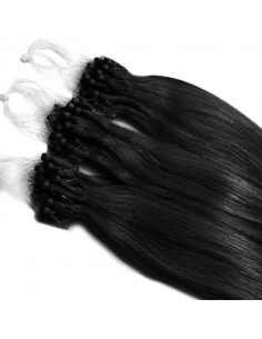 Extensiones de micro loop de pelo liso 71 cm - negro
