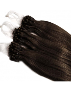 Extensiones de micro loop de pelo liso 71 cm - castaño oscuro