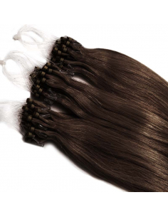 Extensiones de micro loop de pelo liso 71 cm - chocolate