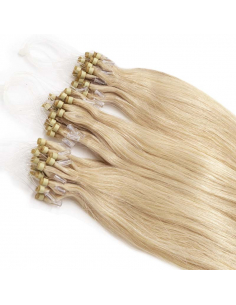 Extensiones de micro loop de pelo liso 71 cm - rubio claro