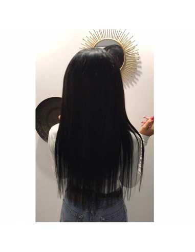 Extensiones de micro loop de pelo liso 71 cm - negro