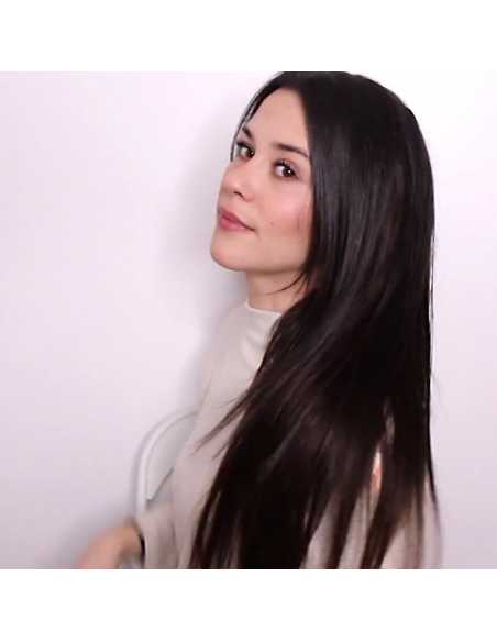 Extensiones de micro loop de pelo liso 71 cm - castaño oscuro