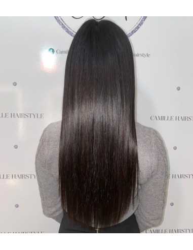 Extensiones de cortina de pelo natural liso 63 cm - moreno natural