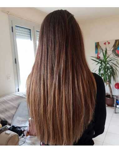 Extensiones de cortina de pelo natural liso 63 cm - castaño claro