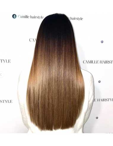 Extensiones de cortina de pelo natural liso 63 cm - castaño claro