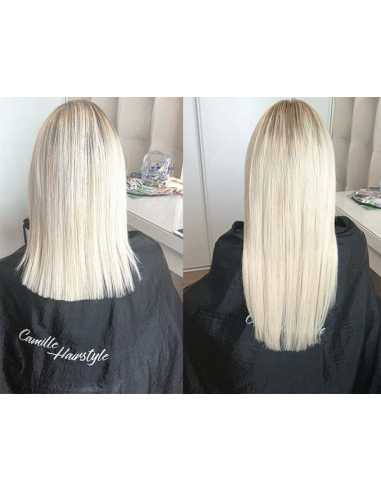 Extensiones de cortina de pelo natural liso 63 cm - rubio platino