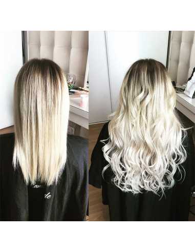 Extensiones de cortina de pelo natural liso 63 cm - rubio platino
