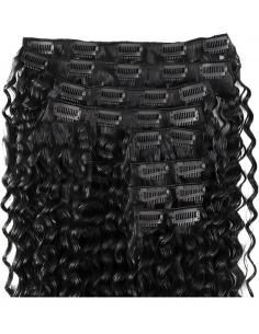 Extensiones de clip de pelo rizado natural Maxi Volumen 180 g 63 cm - negro