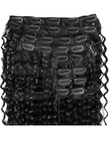 Extensiones de clip de pelo rizado natural Maxi Volumen 180 g 63 cm - negro