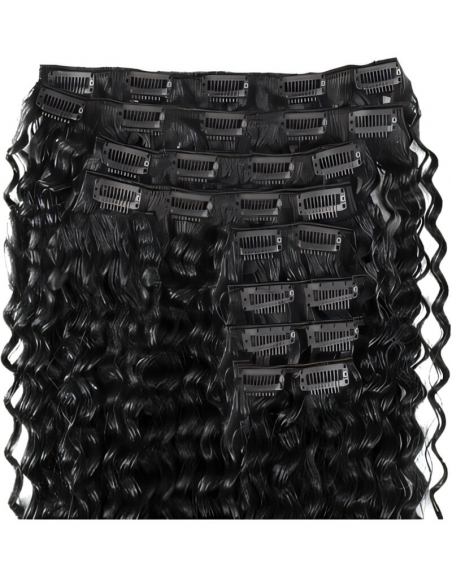 Extensiones de clip de pelo rizado natural Maxi Volumen 180 g 63 cm - negro