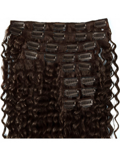 Extensiones de clip de pelo rizado natural Maxi Volumen 180 g 63 cm  - chocolate
