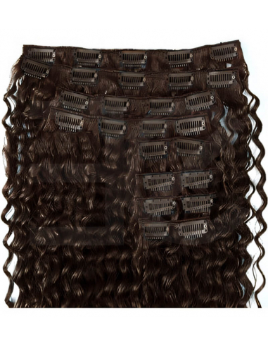 Extensiones de clip de pelo rizado natural Maxi Volumen 180 g 63 cm  - chocolate