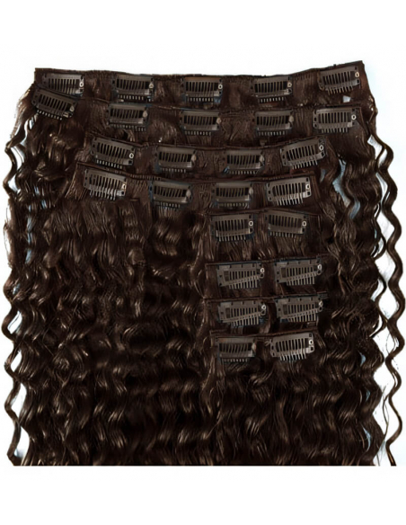 Extensiones de clip de pelo rizado natural Maxi Volumen 180 g 63 cm  - chocolate