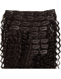 Extensiones de clip de pelo rizado natural Maxi Volumen 180 g 63 cm - castaño oscuro