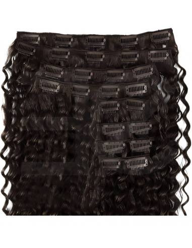 Extensiones de clip de pelo rizado natural Maxi Volumen 180 g 63 cm - castaño oscuro