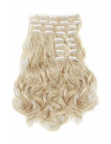 Extensiones de clip de pelo ondulado natural Maxi Volumen 180 g 63 cm - rubio claro