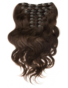 Extensiones de clip de pelo ondulado natural Maxi Volumen 180 g 63 cm - chocolate