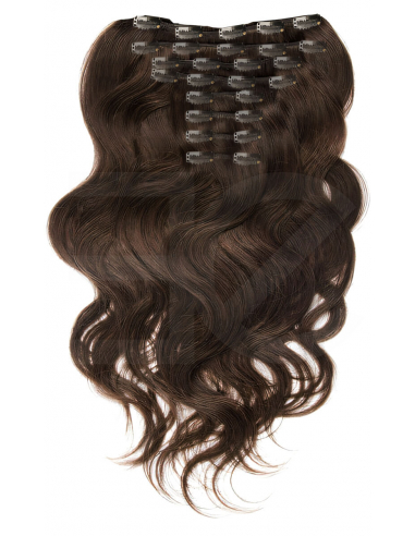 Extensiones de clip de pelo ondulado natural Maxi Volumen 180 g 63 cm - chocolate