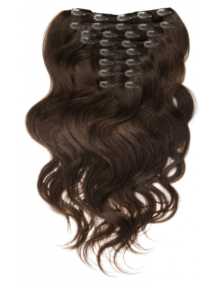 Extensiones de clip de pelo ondulado natural Maxi Volumen 180 g 63 cm - chocolate