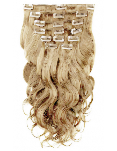 Extensiones de clip de pelo ondulado 53 cm - rubio