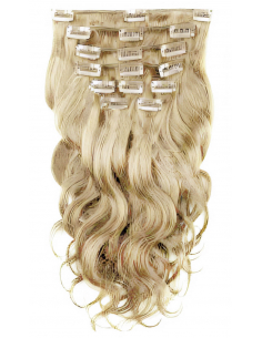 Extensiones de clip de pelo ondulado 53 cm - rubio claro