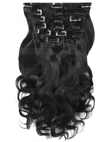Extensiones de clip de pelo ondulado 53 cm - negro