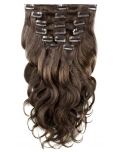 Extensiones de clip de pelo ondulado 63 cm - castaño avellana