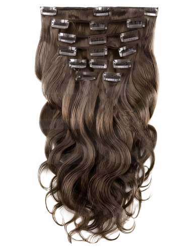 Extensiones de clip de pelo ondulado 63 cm - castaño avellana