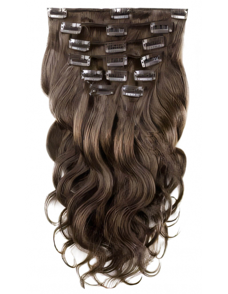 Extensiones de clip de pelo ondulado 63 cm - castaño avellana
