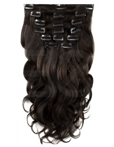 Extensiones de clip de pelo ondulado 63 cm - moreno natural