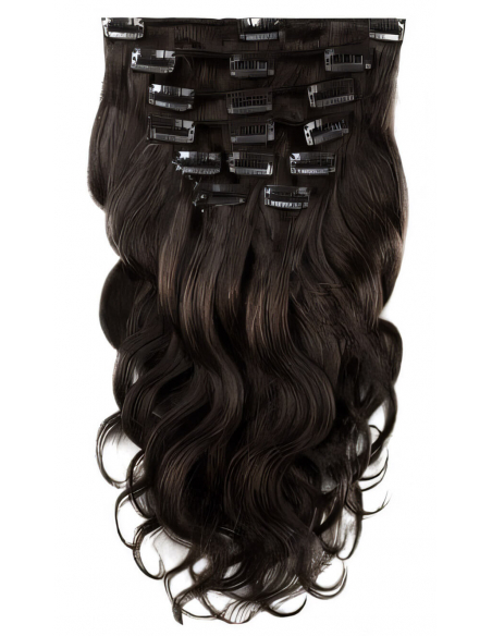 Extensiones de clip de pelo ondulado 63 cm - moreno natural