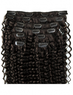 Extensiones de clip de pelo rizado 53 cm - moreno natural
