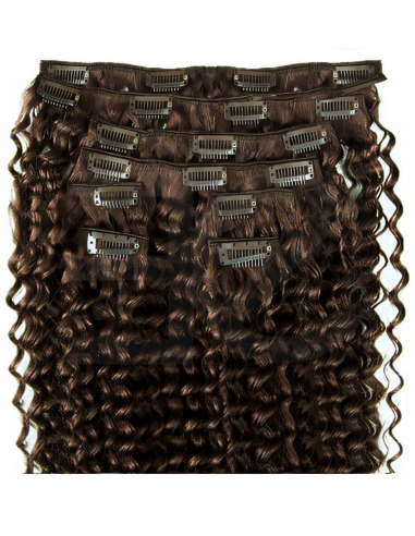 Extensiones de clip de pelo rizado 53 cm - castaño avellana