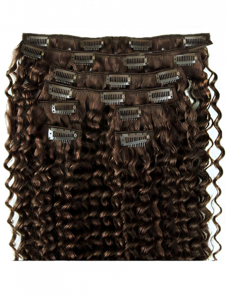 Extensiones de clip de pelo rizado 53 cm - castaño avellana