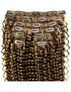 Extensiones de clip de pelo rizado 63 cm - rubio dorado