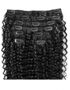 Extensiones de clip de pelo rizado 63 cm - negro