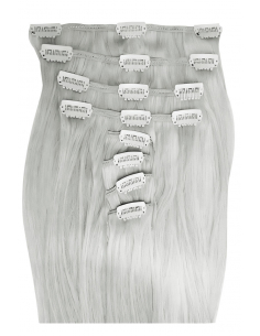 Extensiones de clip de pelo liso 53 cm - gris plateado