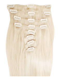 Extensiones de clip de pelo liso 53 cm - rubio polar