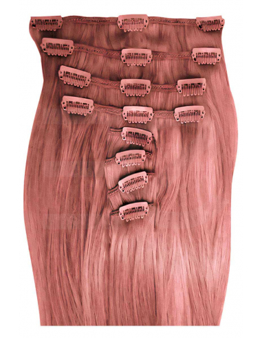 Extensiones de clip de pelo liso 53 cm - rosa