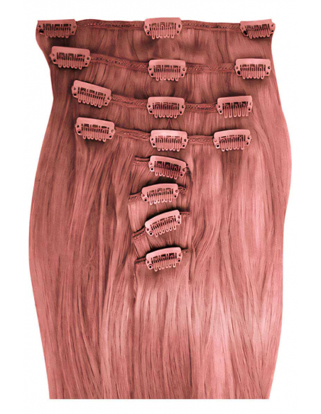Extensiones de clip de pelo liso 53 cm - rosa