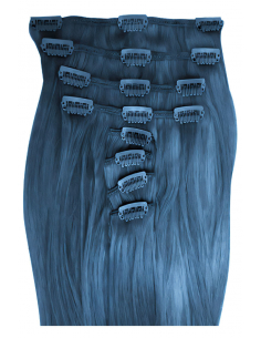 Extensiones de clip de pelo liso 53 cm - azul