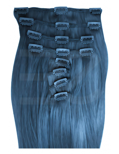 Extensiones de clip de pelo liso 53 cm - azul