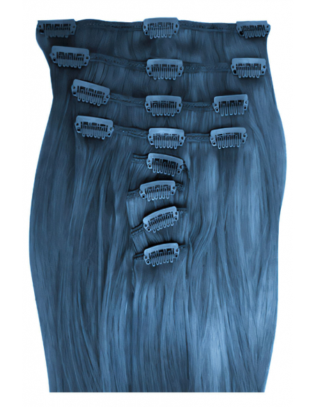 Extensiones de clip de pelo liso 53 cm - azul