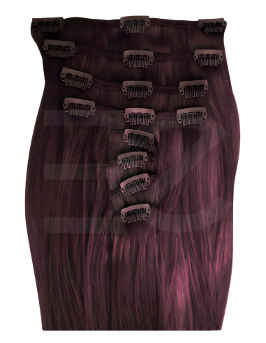 Extensiones de clip de pelo liso 53 cm - ciruela