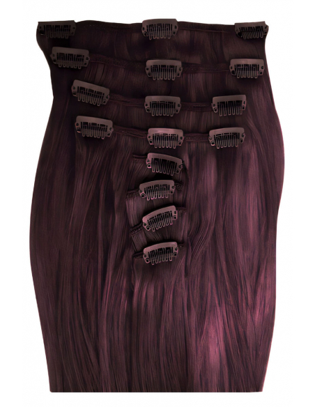 Extensiones de clip de pelo liso 53 cm - ciruela
