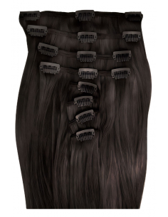 Extensiones de clip de pelo liso 53 cm - moreno natural