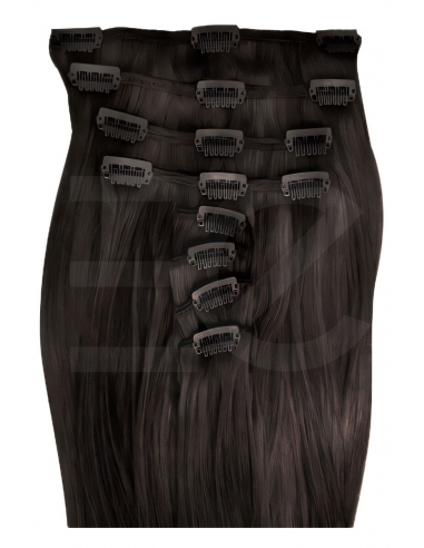 Extensiones de clip de pelo liso 53 cm - moreno natural