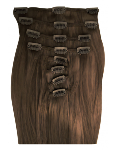 Extensiones de clip de pelo liso 53 cm - castaño