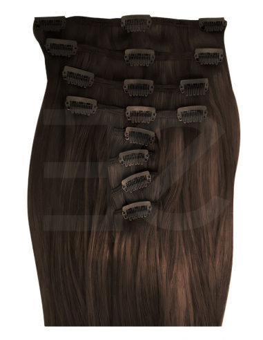 Extensiones de clip de pelo liso 53 cm - chocolate